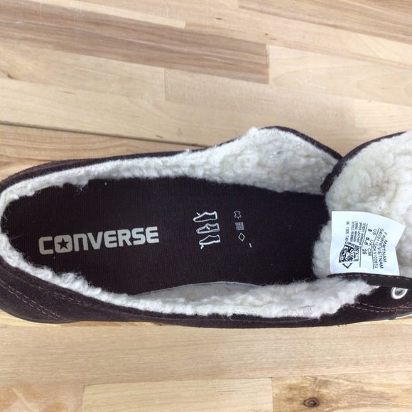 Converse suede sherpa lining All Star brown white sneakers sherpa size 8 - Picture 8 of 15